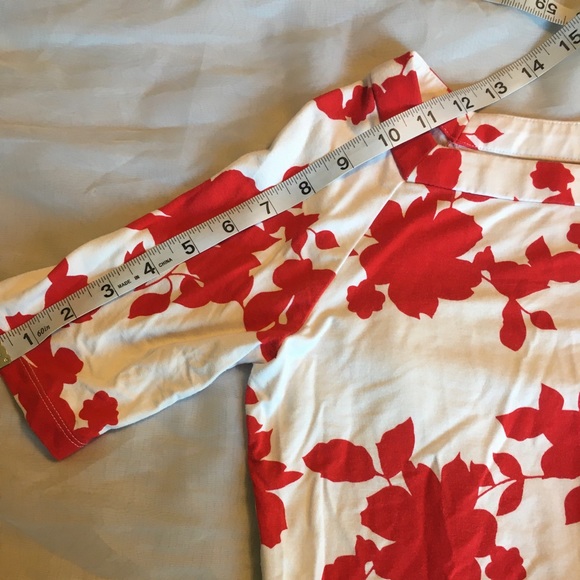 Talbots Red and White Floral top Valentines Day - Picture 4 of 8